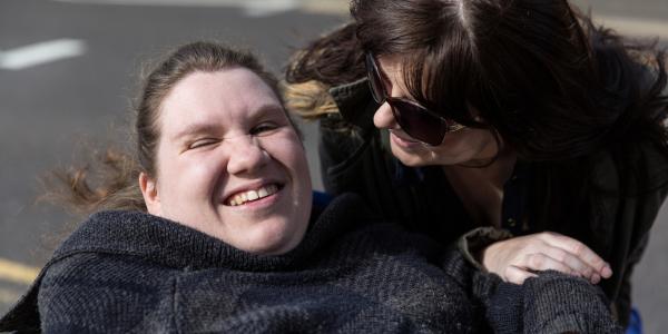 Resident and carer at Symonds House