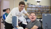 Gloucestershire House physio Piers Baker with resident Stevie Harmer