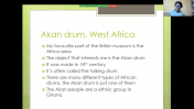 Can doer Jaiyeloa doing a presentation on an Akan drum