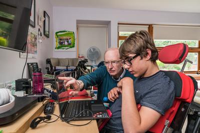 Resident using a computer
