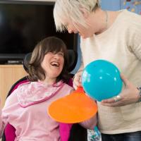 Leonard Cheshire resident and balloon