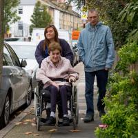 Support worker and residents