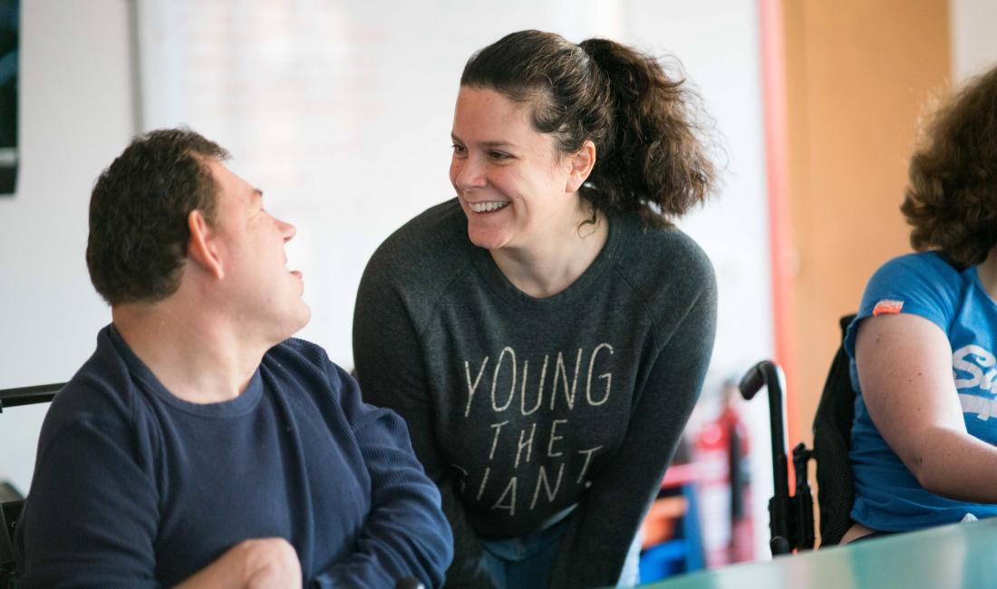 Steve, a resident at Gloucestershire House, with Samantha, a volunteer